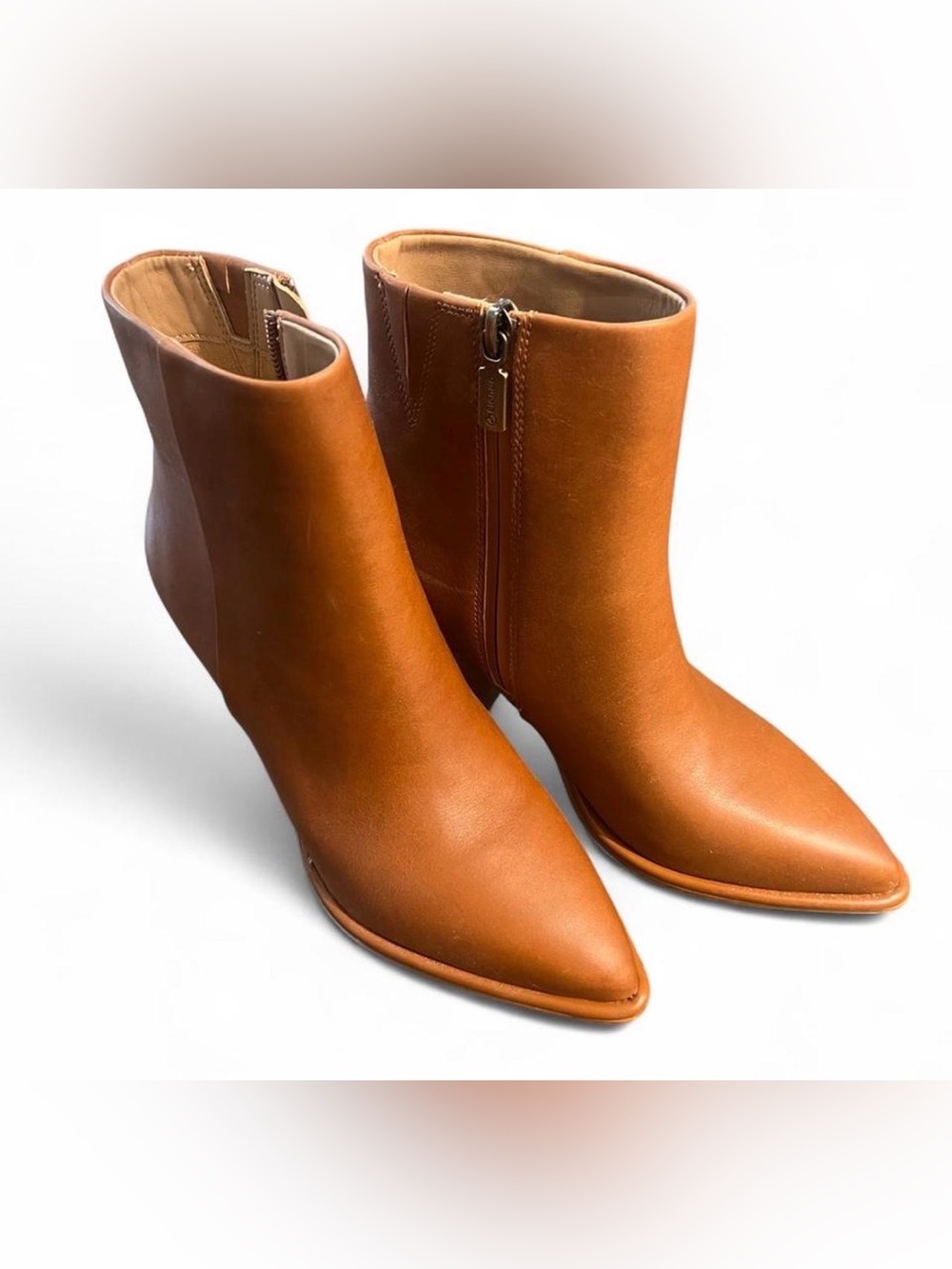 Blondo Emmalyn Waterproof Tan Leather Ankle Booties Sz 7